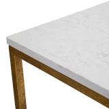 Tavolino da Salotto Bianco Marmo oro Piano Effetto Marmo Forma Quadrato 47x47x60h cm, Colore Ripiano Bianco - Atiu