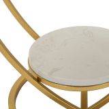 Tavolino da Salotto Bianco Marmo oro Struttura a Cuore Forma Rotondo 40x40x46h cm, Colore Ripiano Bianco - Masaka