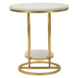 Tavolino da Salotto Bianco Marmo oro Struttura a Cuore Forma Rotondo 40x40x46h cm, Colore Ripiano Bianco - Masaka