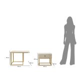 Tavolino da Salotto Bianco Marmo oro un Cassetto set da 2 Componibile 70x70x48h cm, Forma Quadrato - Davarere