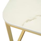 Tavolino da Salotto Bianco Marmo oro un Cassetto set da 2 Componibile 70x70x48h cm, Forma Quadrato - Davarere