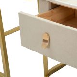 Tavolino da Salotto Bianco Marmo oro un Cassetto set da 2 Componibile 70x70x48h cm, Forma Quadrato - Davarere