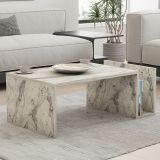 Tavolino da Salotto Bianco Marmo un Vano Forma Rettangolare 87x50x32h cm, Sfumatura Colore Ripiano Marmo - Piuro
