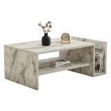 Tavolino da Salotto Bianco Marmo un Vano Forma Rettangolare 87x50x32h cm, Sfumatura Colore Ripiano Marmo - Piuro