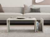 Tavolino da Salotto Bianco Marmo un Vano Forma Rettangolare 87x50x32h cm, Sfumatura Colore Ripiano Marmo - Piuro