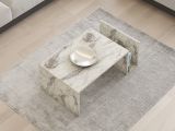 Tavolino da Salotto Bianco Marmo un Vano Forma Rettangolare 87x50x32h cm, Sfumatura Colore Ripiano Marmo - Piuro