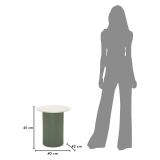 Tavolino da Salotto Bianco Marmo Verde Forma Rotondo Colore Ripiano Bianco 42x40x45h cm, Materiale Struttura in Metallo - Misfat