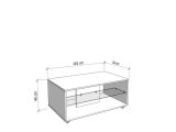Tavolino da Salotto Bianco Marrone Noce con Ruote 2 Vani 101x60x45h cm, Forma Rettangolare - Giussano