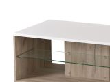 Tavolino da Salotto Bianco Marrone Noce con Ruote 2 Vani 101x60x45h cm, Forma Rettangolare - Giussano