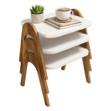 Tavolino da Salotto Bianco Marrone Noce set 3 Pezzi Impilabili Forma Rettangolare 49x36x42h cm, Colore Struttura Marrone - Cerrione