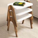 Tavolino da Salotto Bianco Marrone Noce set 3 Pezzi Impilabili Forma Rettangolare 49x36x42h cm, Colore Struttura Marrone - Cerrione
