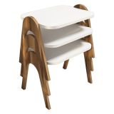 Tavolino da Salotto Bianco Marrone Noce set 3 Pezzi Impilabili Forma Rettangolare 49x36x42h cm, Colore Struttura Marrone - Cerrione