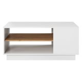 Tavolino da Salotto Bianco Marrone Rovere 2 Vani Forma Rettangolare 100x46x60h cm, Colore Ripiano Bianco - Karada