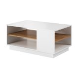 Tavolino da Salotto Bianco Marrone Rovere 2 Vani Forma Rettangolare 100x46x60h cm, Colore Ripiano Bianco - Karada