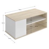 Tavolino da Salotto Bianco Marrone Rovere Cassetti 50x100x42h cm, 3 Vani - Fargo