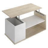 Tavolino da Salotto Bianco Marrone Rovere Cassetti 50x100x42h cm, 3 Vani - Fargo