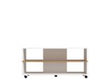 Tavolino da Salotto Bianco Marrone Rovere Nodi con Ruote 2 Vani 101x54.5x47.5h cm, Forma Rettangolare - Erice
