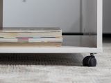 Tavolino da Salotto Bianco Marrone Rovere Nodi con Ruote 2 Vani 101x54.5x47.5h cm, Forma Rettangolare - Erice