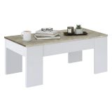 Tavolino da Salotto Bianco Marrone Rovere Nodi Piano Elevabile Contenitore un Vano 100x45x50h cm, Piano Sollevabile - Almas