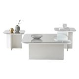 Tavolino da Salotto Bianco Modulabile Forma Rettangolare 80x80x30h cm, Materiale Piano in Vetro - Pagliara