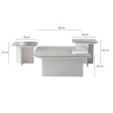Tavolino da Salotto Bianco Modulabile Forma Rettangolare 80x80x30h cm, Materiale Piano in Vetro - Pagliara