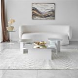 Tavolino da Salotto Bianco Modulabile Forma Rettangolare 80x80x30h cm, Materiale Piano in Vetro - Pagliara