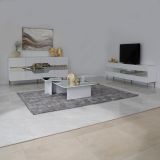 Tavolino da Salotto Bianco Modulabile Forma Rettangolare 80x80x30h cm, Materiale Piano in Vetro - Pagliara