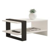 Tavolino da Salotto Bianco Nero Antracite un Vano Forma Rettangolare 80x55x35h cm, Colore Struttura Nero - Cigliano