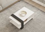 Tavolino da Salotto Bianco Nero Antracite un Vano Forma Rettangolare 80x55x35h cm, Colore Struttura Nero - Cigliano