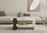 Tavolino da Salotto Bianco Nero Antracite un Vano Forma Rettangolare 80x55x35h cm, Colore Struttura Nero - Cigliano