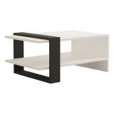Tavolino da Salotto Bianco Nero Antracite un Vano Forma Rettangolare 80x55x35h cm, Colore Struttura Nero - Cigliano