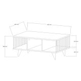 Tavolino da Salotto Bianco Nero con Piedini 3 Vani 90x60x40h cm, Forma Rettangolare - Dogliani