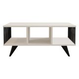 Tavolino da Salotto Bianco Nero con Piedini 3 Vani 90x60x40h cm, Forma Rettangolare - Dogliani
