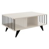 Tavolino da Salotto Bianco Nero con Piedini 3 Vani 90x60x40h cm, Forma Rettangolare - Dogliani
