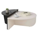 Tavolino da Salotto Bianco Nero Forma Fantasia Colore Struttura Nero 90x60x35h cm, Materiale Piano in Legno Nobilitato - Mansue