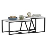 Tavolino da Salotto Bianco Nero Modulabile Forma Rettangolare 75x50x38h cm, Colore Struttura Nero - Urbania