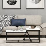 Tavolino da Salotto Bianco Nero Modulabile Forma Rettangolare 75x50x38h cm, Colore Struttura Nero - Urbania