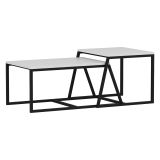 Tavolino da Salotto Bianco Nero Modulabile Forma Rettangolare 75x50x38h cm, Colore Struttura Nero - Urbania