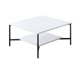 Tavolino da Salotto Bianco Nero Piedini Neri un Vano 80x80x40h cm, Forma Quadrata - Mia