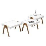 Tavolino da Salotto Bianco Noce Marrone set 3 Pezzi Impilabili Forma Rettangolare 54x40x64h cm, Colore Struttura Marrone - Strembo