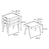 Tavolino da Salotto Bianco Noce Marrone set 3 Pezzi Impilabili Forma Rettangolare 54x40x64h cm, Colore Struttura Marrone - Strembo