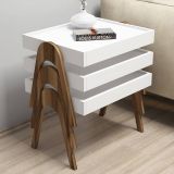 Tavolino da Salotto Bianco Noce Marrone set 3 Pezzi Impilabili Forma Rettangolare 54x40x64h cm, Colore Struttura Marrone - Strembo