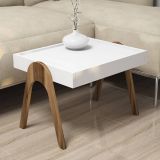 Tavolino da Salotto Bianco Noce Marrone set 3 Pezzi Impilabili Forma Rettangolare 54x40x64h cm, Colore Struttura Marrone - Strembo