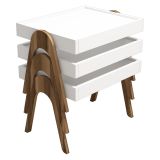 Tavolino da Salotto Bianco Noce Marrone set 3 Pezzi Impilabili Forma Rettangolare 54x40x64h cm, Colore Struttura Marrone - Strembo