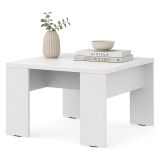 Tavolino da Salotto Bianco Opaco Forma Quadrato Colore Ripiano Bianco 67x67x43h cm, Sfumatura Colore Struttura Opaco - Magre