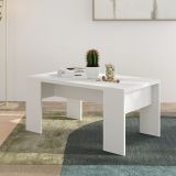 Tavolino da Salotto Bianco Opaco Forma Rettangolare Colore Ripiano Bianco 90x50x43h cm, Sfumatura Colore Struttura Opaco - Riposto