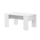 Tavolino da Salotto Bianco Opaco Forma Rettangolare Colore Ripiano Bianco 90x50x43h cm, Sfumatura Colore Struttura Opaco - Riposto