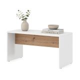 Tavolino da Salotto Bianco Opaco Marrone Rovere Nodi Forma Rettangolare Colore Ripiano Bianco 90x50x47h cm, Colore Struttura Marrone - Limatola