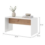 Tavolino da Salotto Bianco Opaco Marrone Rovere Nodi Forma Rettangolare Colore Ripiano Bianco 90x50x47h cm, Colore Struttura Marrone - Limatola