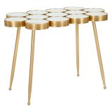 Tavolino da Salotto Bianco oro Forma Rettangolare Colore Ripiano Bianco 100x55x70h cm, Materiale Struttura in Vetro - Raisa
